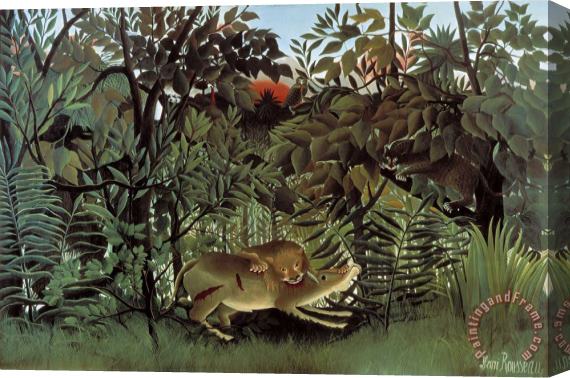 Henri Rousseau Rousseau Hungry Lion Stretched Canvas Painting / Canvas Art