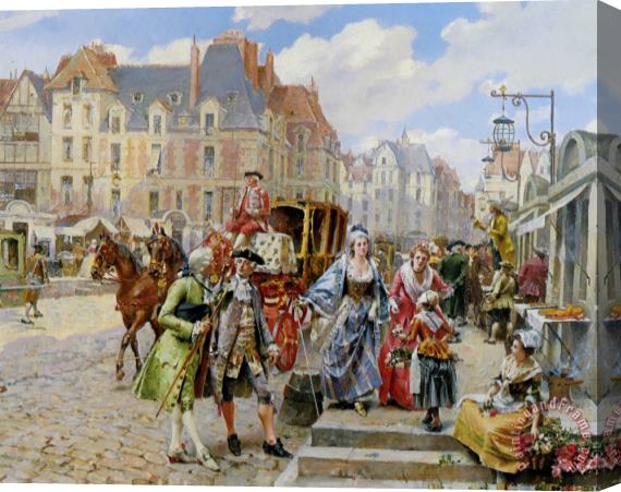 Henri Victor Lesur Paris Street in The Time of Louis Xiv Stretched Canvas Painting / Canvas Art