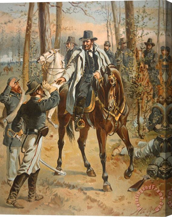 Henry Alexander Ogden General Grant in the Wilderness Campaign 5th May 1864 Stretched Canvas Print / Canvas Art