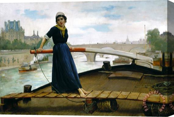 Henry Bacon Lady in a Boat Stretched Canvas Painting / Canvas Art