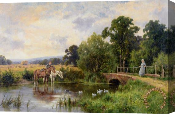 Henry Hillier Parker Watering The Horses Stretched Canvas Painting / Canvas Art