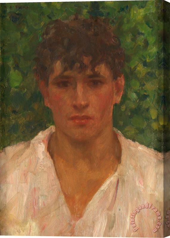 Henry Scott Tuke Portrait of a Young Man with Open Collar Stretched Canvas Painting / Canvas Art