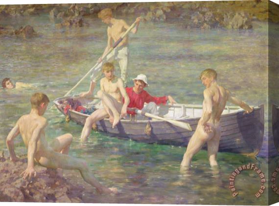 Henry Scott Tuke Ruby Gold and Malachite Stretched Canvas Painting / Canvas Art