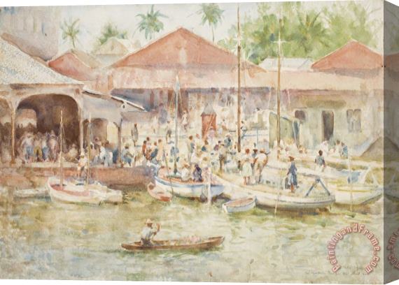Henry Scott Tuke  The Market Belize British Honduras Stretched Canvas Painting / Canvas Art