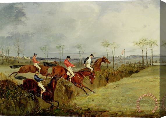 Henry Thomas Alken A Steeplechase - Taking a Hedge and Ditch Stretched Canvas Print / Canvas Art