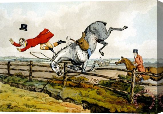 Henry Thomas Alken Taking A Tumble From Qualified Horses And Unqualified Riders Stretched Canvas Painting / Canvas Art
