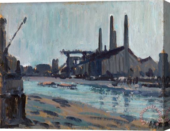 Hercules Brabazon Brabazon Landscape with Industrial Buildings by a River Stretched Canvas Painting / Canvas Art