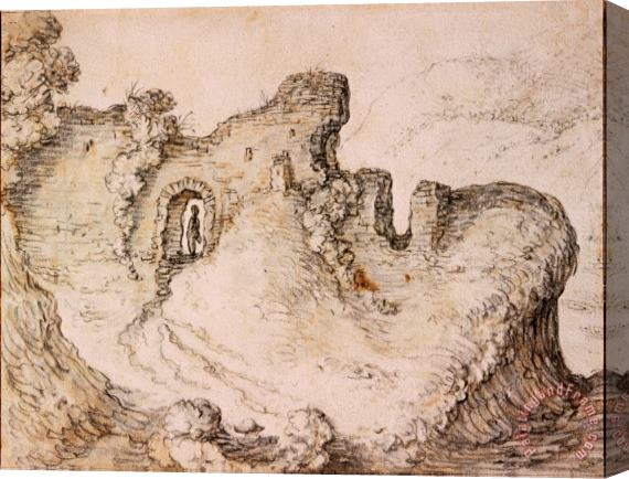 Herman Saftleven Rocky Landscape with Ruins, Forming The Profile of a Man's Face Stretched Canvas Painting / Canvas Art