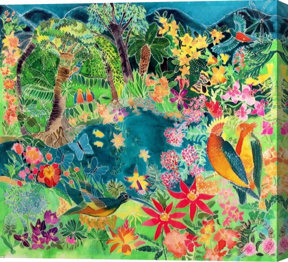 Hilary Simon Caribbean Jungle Stretched Canvas Painting / Canvas Art