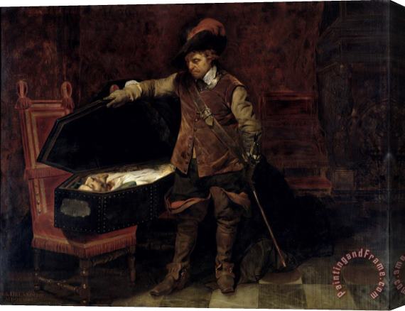Hippolyte Delaroche Oliver Cromwell Opening the Coffin of Charles I Stretched Canvas Print / Canvas Art
