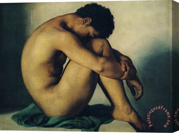 Hippolyte Flandrin Study of a Nude Young Man Stretched Canvas Painting / Canvas Art