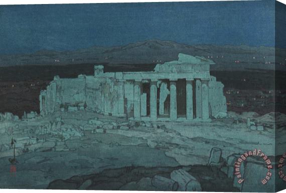 Hiroshi Yoshida The Acropolis at Athens at Night (azensu No Koseki, Yo), From The European Series Stretched Canvas Print / Canvas Art