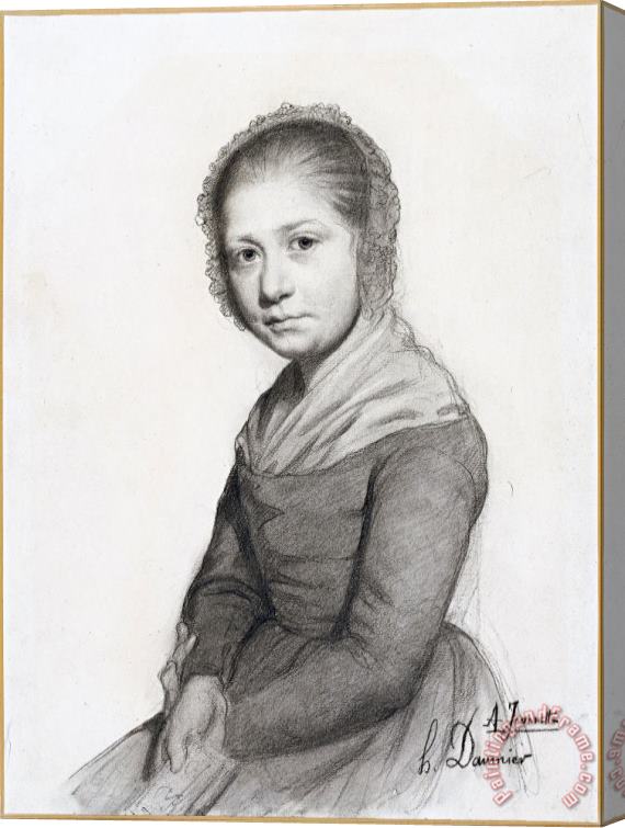 Honore Daumier Portrait of a Girl (jeannette), C. 1830 Stretched Canvas Painting / Canvas Art