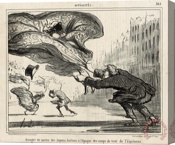 Honore Daumier The Danger of Wearing Hoop Skirts… Stretched Canvas Painting / Canvas Art