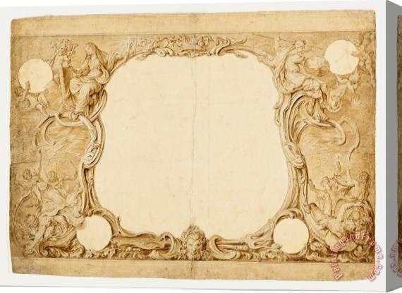 Hubert-francois Gravelot Design for an Ornamental Border, Used for The Surround to The General Chart in John Pine's Tapestry... Stretched Canvas Print / Canvas Art