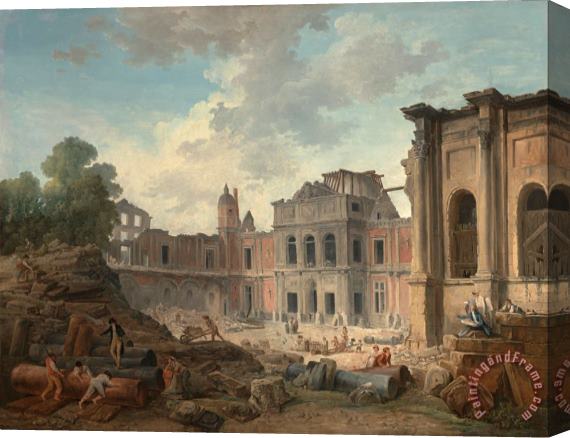Hubert Robert Demolition of The Chateau of Meudon Stretched Canvas Painting / Canvas Art