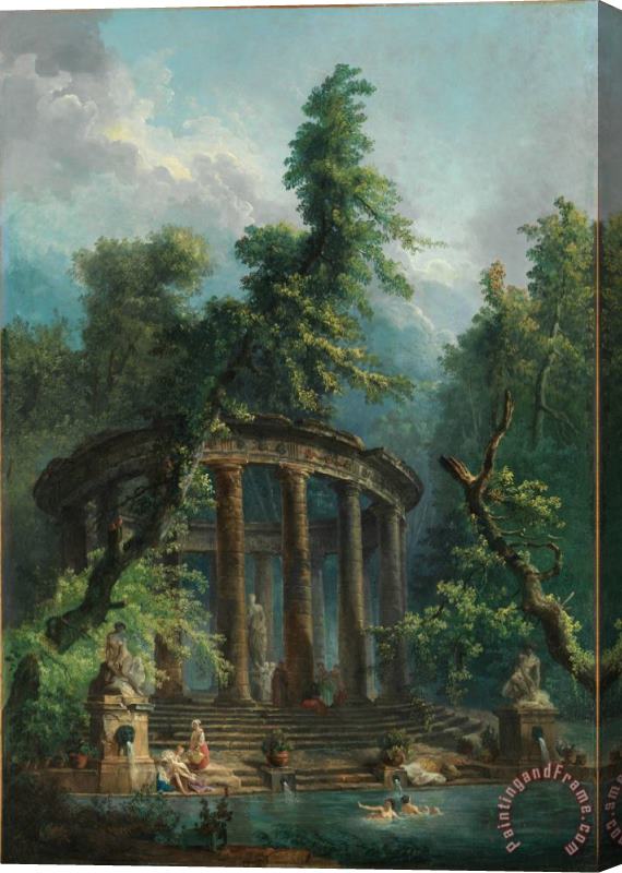 Hubert Robert The Bathing Pool Stretched Canvas Painting / Canvas Art