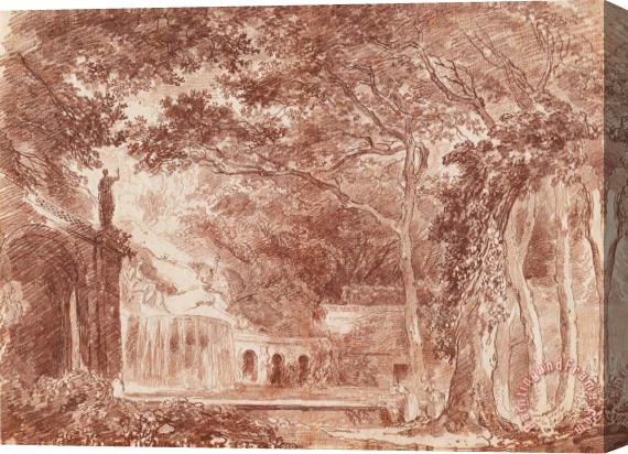 Hubert Robert The Oval Fountain in The Gardens of The Villa D'este, Tivoli Stretched Canvas Painting / Canvas Art