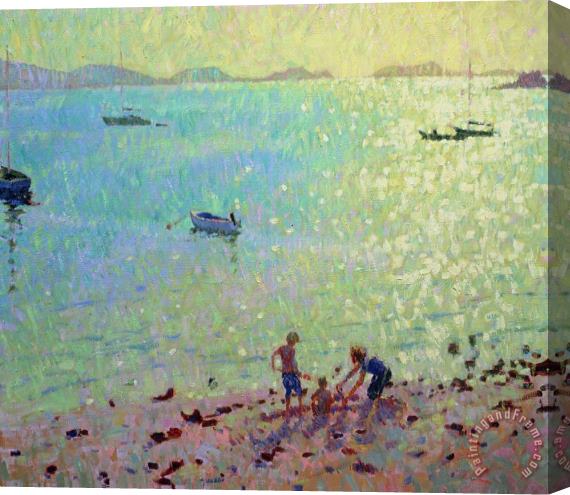 Hugo Grenville Children On The Beach Early Morning Light Stretched Canvas Print / Canvas Art