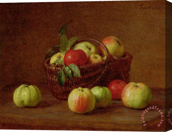 Ignace Henri Jean Fantin-Latour Apples in a Basket and on a Table Stretched Canvas Painting / Canvas Art