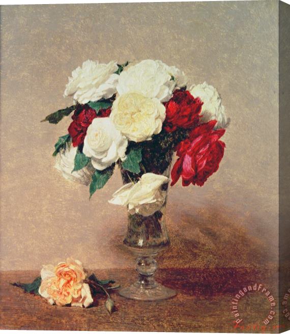 Ignace Henri Jean Fantin-Latour Roses In A Vase With Stem Stretched Canvas Painting / Canvas Art