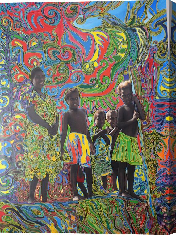 Igor Eugen Prokop Warriors kids in Vanuatu Stretched Canvas Print / Canvas Art