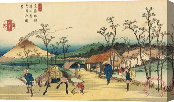 Ikeda Yoshinobu Distant View Of Mount Asama From Urawa Station Stretched Canvas Print / Canvas Art