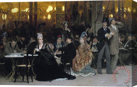 Ilya Efimovich Repin A Parisian Cafe Stretched Canvas Print / Canvas Art