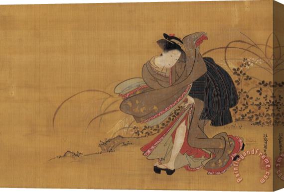 Isoda Koryusai Beauty in an Autumn Field Stretched Canvas Print / Canvas Art