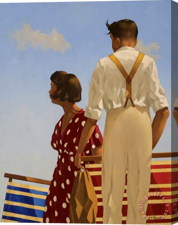 Jack Vettriano Deck Chairs, 1991 Stretched Canvas Print / Canvas Art