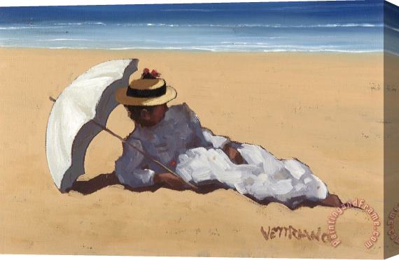 Jack Vettriano On The Beach Stretched Canvas Painting / Canvas Art