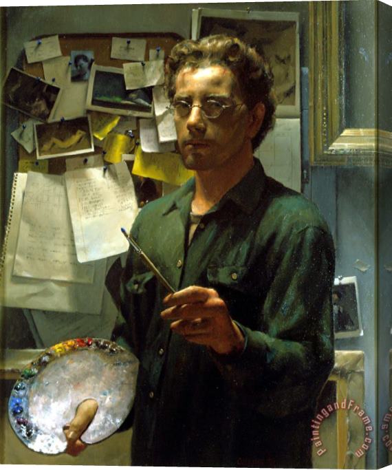 Jacob Collins Self Portrait with Palette Stretched Canvas Painting / Canvas Art
