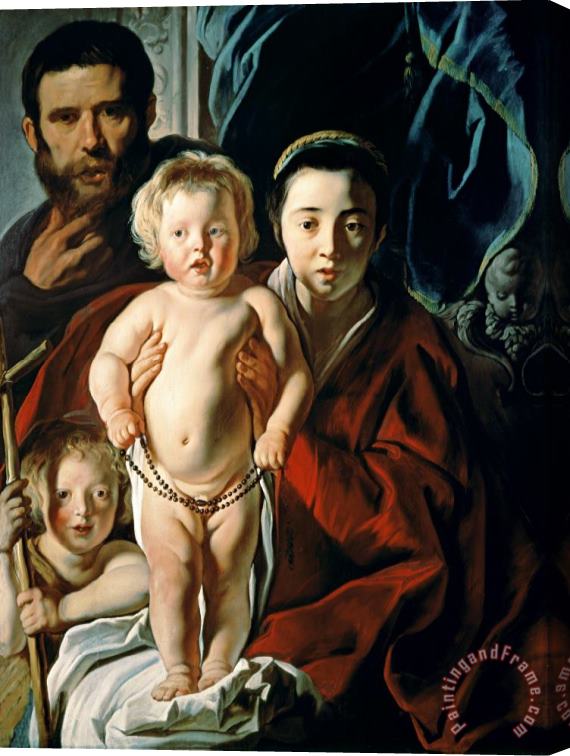 Jacob Jordaens The Holy Family with St. John the Baptist Stretched Canvas Painting / Canvas Art