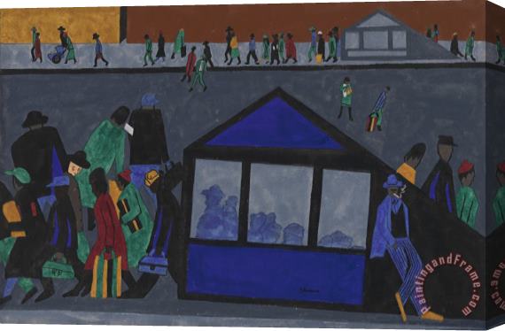 Jacob Lawrence Subway Home From Work Stretched Canvas Painting / Canvas Art