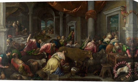 Jacopo Bassano and workshop The Purification of The Temple Stretched Canvas Print / Canvas Art