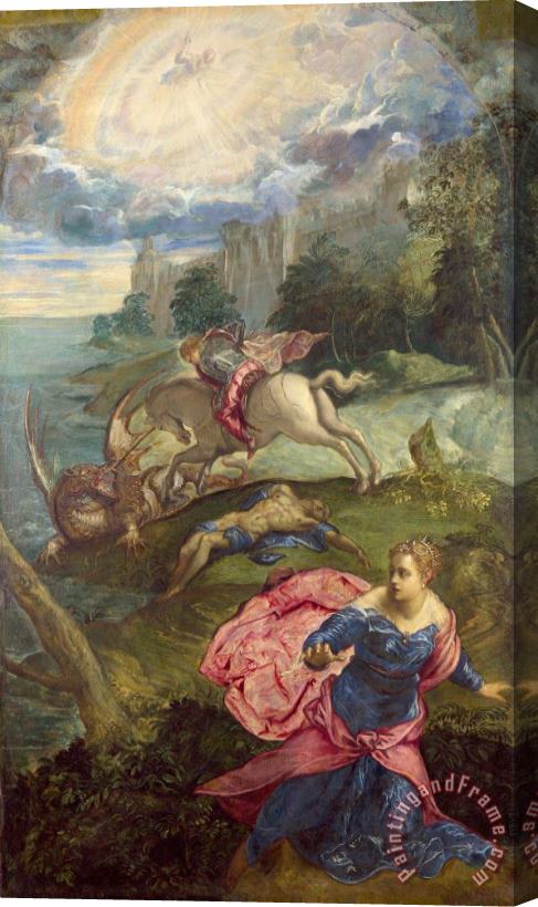 Jacopo Robusti Tintoretto Saint George And The Dragon Stretched Canvas Painting / Canvas Art