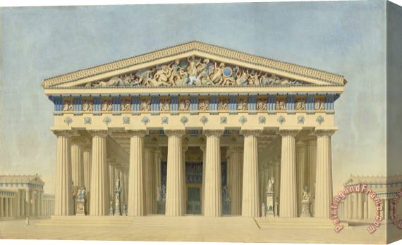 Jacques Ignace Hittorff Temple T at Selinunte (sicily), Reconstructed Elevation of The Main Facade Stretched Canvas Painting / Canvas Art