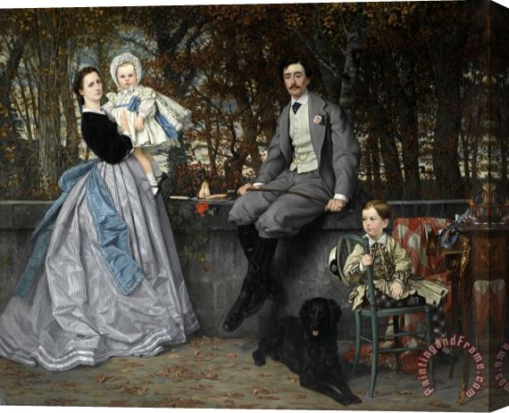 Jacques Joseph Tissot  Portrait of The Marquis And Marchioness of Miramon And Their Children Stretched Canvas Print / Canvas Art