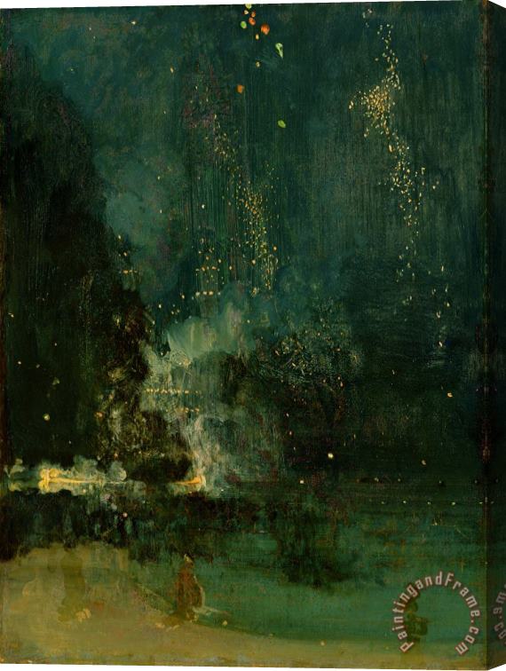 James Abbott McNeill Whistler Nocturne in Black and Gold - the Falling Rocket Stretched Canvas Painting / Canvas Art