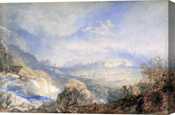 James Baker Pyne Valley of The Rhone with The City And Citadel of Sion in Switzerland Stretched Canvas Painting / Canvas Art