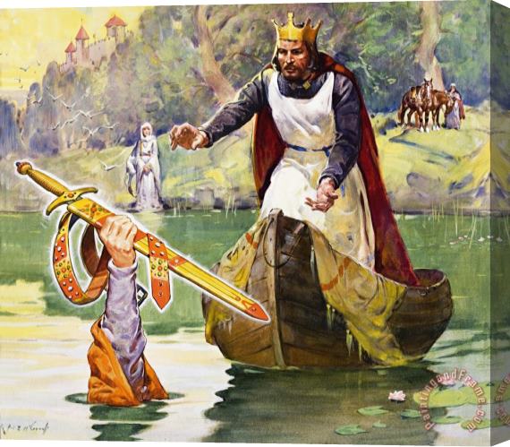 James Edwin McConnell Arthur And Excalibur Stretched Canvas Print / Canvas Art