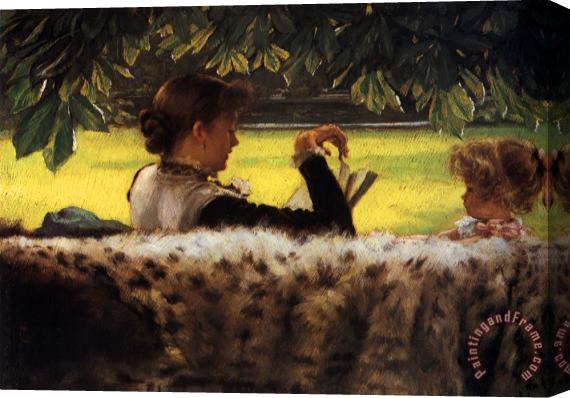 James Jacques Joseph Tissot Reading a Story Stretched Canvas Painting / Canvas Art