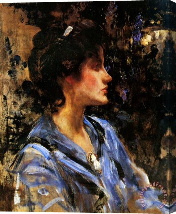James Jebusa Shannon Young Woman in Blue Miss H. Strom Stretched Canvas Painting / Canvas Art