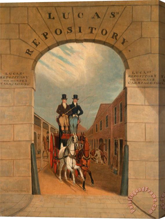 James Pollard Schooling a Pair in a Brake at Lucas's Yard, Clerkenwell Stretched Canvas Painting / Canvas Art