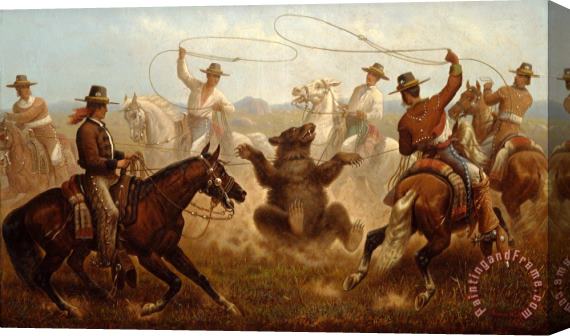 James Walker Cowboys Roping a Bear Stretched Canvas Painting / Canvas Art