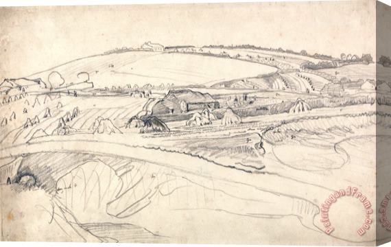 James Ward Landscape with a Farm And Cornstalks Stretched Canvas Print / Canvas Art