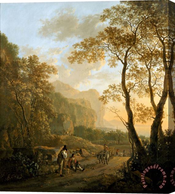 Jan Both Landscape with Resting Travellers And Oxcart Stretched Canvas Print / Canvas Art
