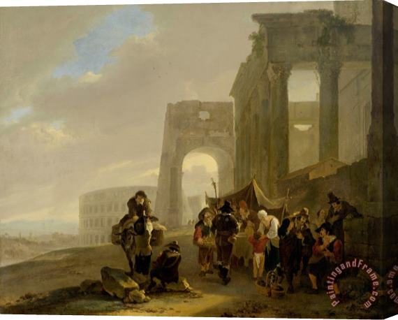 Jan Both Street Scene Placed Among Roman Ruins Stretched Canvas Print / Canvas Art