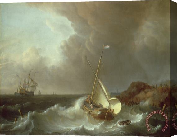 Jan Claes Rietschoof Galleon in Stormy Seas Stretched Canvas Painting / Canvas Art