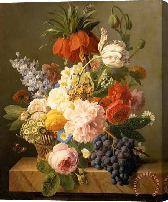 Jan Frans van Dael Still Life with Flowers and Fruit Stretched Canvas Painting / Canvas Art